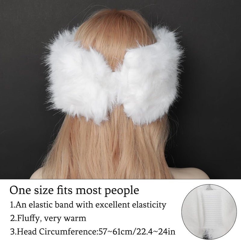 Gvhntk Faux Fur Headband for Women with Elastic Fuzzy Fur Hat Winter Earwarmer Earmuff Furry Headwrap for Cold Weather Ski - Image 2